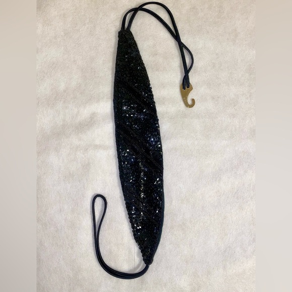 Elegant Black Beaded belt for women. Handmade - Picture 1 of 5
